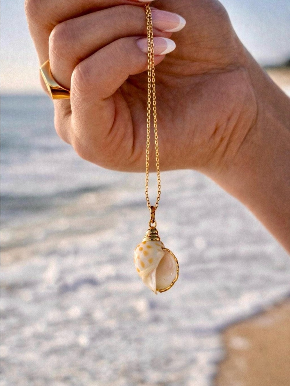 14K Gold Shell Pendant Necklace - Elegant Beach-Inspired Jewelry